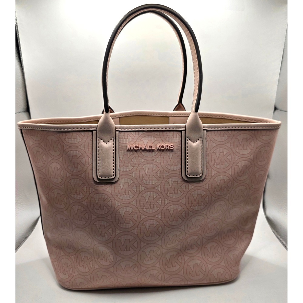 Michael Kors The Jodie Small Tote Blush Pink Logo Jacquard MK
